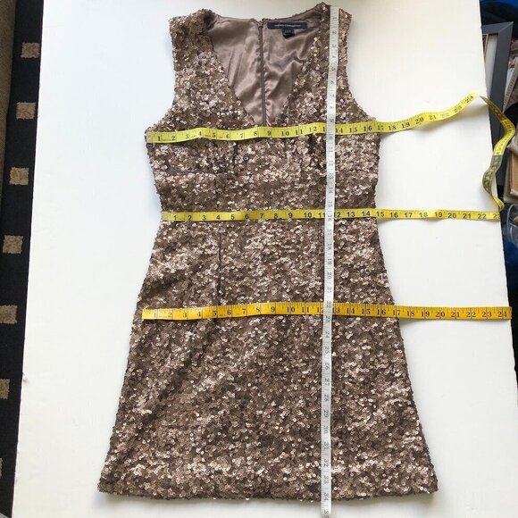 FRENCH CONNECTION Lucinda Brown Bronze Fitted Fully Sequinned Mini Dress US 8 - Picture 15 of 16